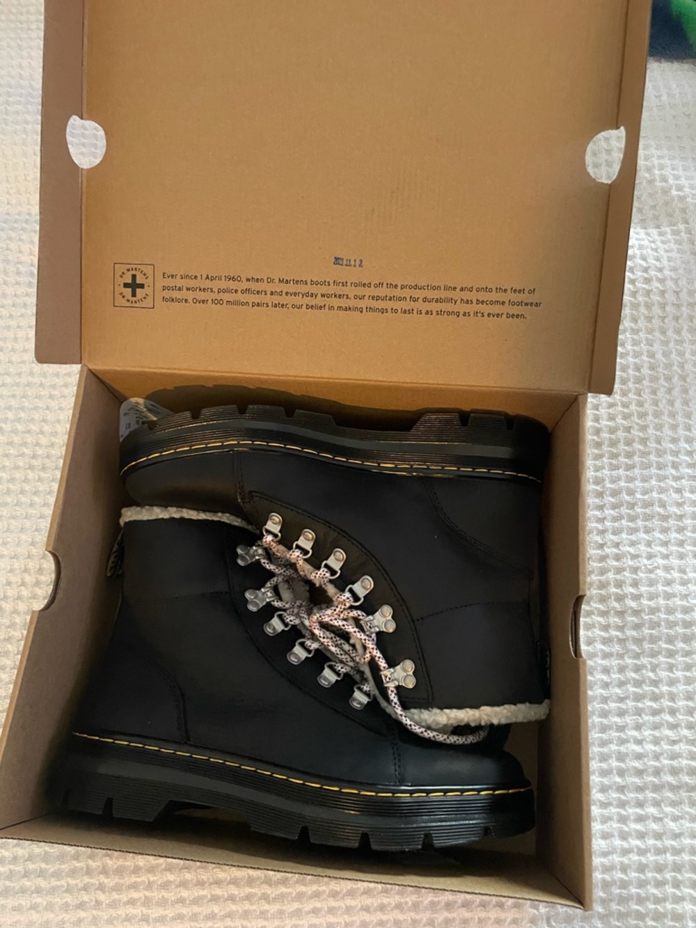 New Dr. Martens Black Leather Lug Sole Boots